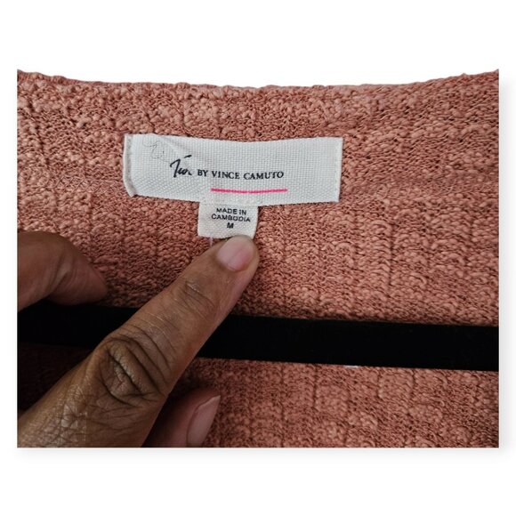 Turo by Vincent Camuto pink v neck button down cotton blend cardigan Size medium - Picture 3 of 4